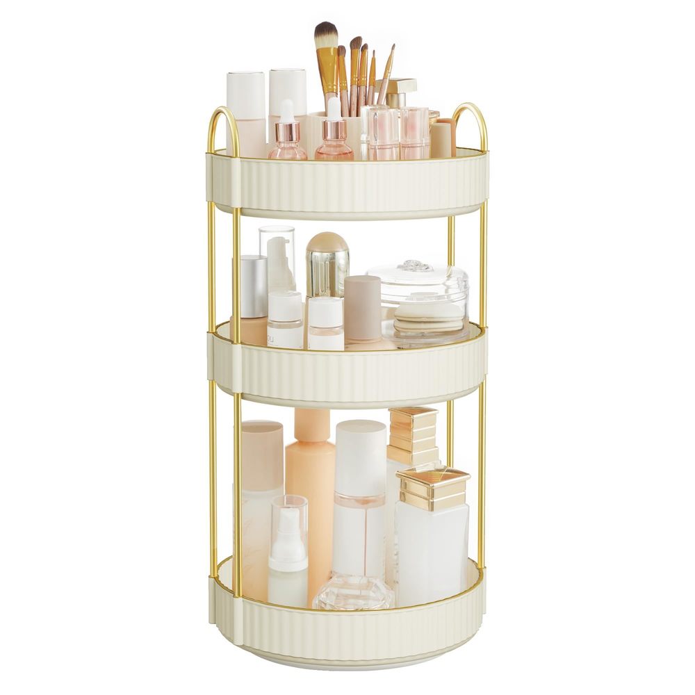 Makeup Organizer, 3-tier Round Rotating Skincare Organizer Countertop,😍